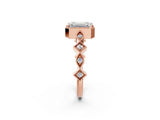 Rose gold Emerald Milgrain Marquise Diamond Twist Band Ring_40