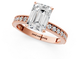 Rose gold Emerald Milgrain Pave Diamond Engagement Ring with Four-Prong Setting_160