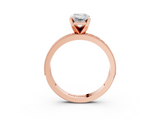 Rose gold Emerald Milgrain Pave Diamond Engagement Ring with Four-Prong Setting_162