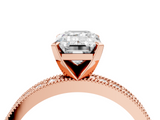 Rose gold Emerald Milgrain Pave Diamond Engagement Ring with Four-Prong Setting_163