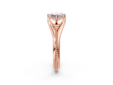 Rose gold Emerald Solitaire Beaded Band Six-Prong Setting_10