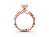 Rose gold Emerald Solitaire Beaded Band Six-Prong Setting_11