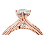 Rose gold Emerald Solitaire Beaded Band Six-Prong Setting_12
