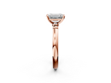 Rose gold Emerald Solitaire Beaded Band with Four-Prong Setting_68