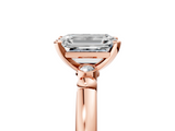 Rose gold Emerald Solitaire Beaded Band with Four-Prong Setting_71