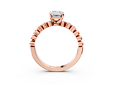 Rose gold Emerald Solitaire Bezel Accent Diamond Engagement Ring with Beaded Band and Four-Prong Setting_67