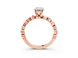 Rose gold Emerald Solitaire Bezel-Set Diamond Ring with Beaded Band and Four-Prong Setting_50