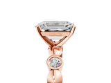 Rose gold Emerald Solitaire Bezel-Set Diamond Ring with Beaded Band and Four-Prong Setting_52