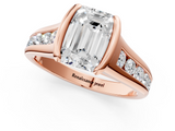 Rose gold Emerald Solitaire Bezel-Set Diamond Ring with Channel-Set Band_42