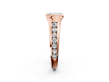 Rose gold Emerald Solitaire Bezel-Set Diamond Ring with Channel-Set Band_43