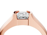 Rose gold Emerald Solitaire Bezel Set Diamond Ring with Wide Band_7