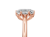 Rose gold Emerald Solitaire Cathedral Diamond Ring with Six-Prong Setting_29