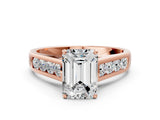 Rose gold Emerald Solitaire Channel-Set Diamond Engagement Ring with Four-Prong Setting_33