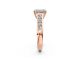 Rose gold Emerald Solitaire Channel-Set Diamond Engagement Ring with Four-Prong Setting_35