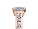 Rose gold Emerald Solitaire Channel-Set Diamond Engagement Ring with Four-Prong Setting_38