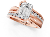 Rose gold Emerald Solitaire Channel-Set Split Shank Ring with Tension Prong Setting_13