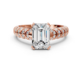 Rose gold Emerald Solitaire Chevron Pave Diamond Engagement Ring with Six-Prong Setting_3