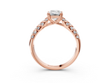 Rose gold Emerald Solitaire Chevron Pave Diamond Engagement Ring with Six-Prong Setting_6