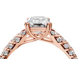 Rose gold Emerald Solitaire Chevron Pave Diamond Engagement Ring with Six-Prong Setting_7