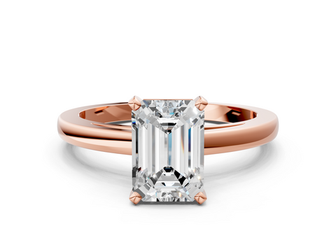 Rose gold Emerald Solitaire Diamond Engagement Ring with Four-Prong Setting on a Classic Band_18