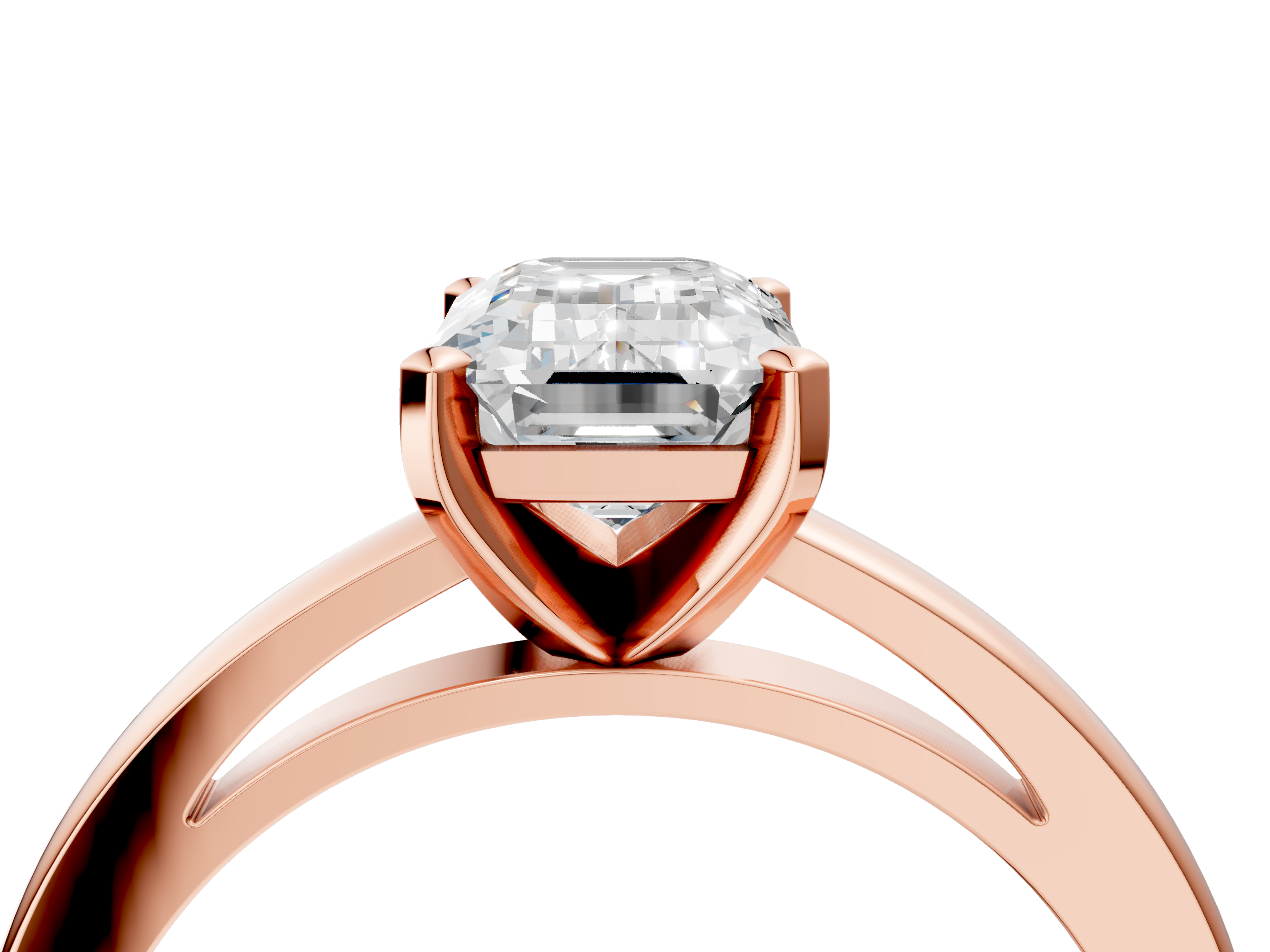Rose gold Emerald Solitaire Diamond Engagement Ring with Four-Prong Setting on a Classic Band_22