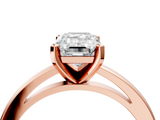 Rose gold Emerald Solitaire Diamond Engagement Ring with Four-Prong Setting on a Classic Band_22