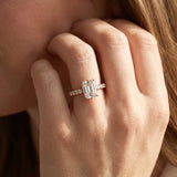 Rose gold Emerald Solitaire Diamond Engagement Ring with Pavé Band and Six-Prong Setting_14