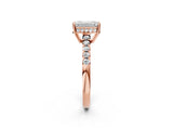 Rose gold Emerald Solitaire Diamond Engagement Ring with Pavé Band and Six-Prong Setting_29
