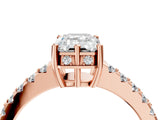 Rose gold Emerald Solitaire Diamond Engagement Ring with Pavé Band and Six-Prong Setting_31