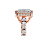 Rose gold Emerald Solitaire Diamond Engagement Ring with Pavé Band and Six-Prong Setting_32