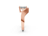 Rose gold Emerald Solitaire Diamond Engagement Ring with Pave Band and Four-Prong Setting 2