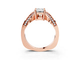 Rose gold Emerald Solitaire Diamond Engagement Ring with Pave Band and Four-Prong Setting 3