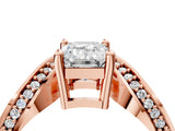 Rose gold Emerald Solitaire Diamond Engagement Ring with Pave Band and Four-Prong Setting 4