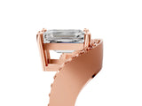 Rose gold Emerald Solitaire Diamond Engagement Ring with Pave Band and Four-Prong Setting 5