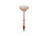 Rose gold Emerald Solitaire Diamond Engagement Ring with Pave Band and Six-Prong Setting_41
