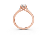 Rose gold Emerald Solitaire Diamond Engagement Ring with Pave Band and Six-Prong Setting_42