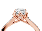 Rose gold Emerald Solitaire Diamond Engagement Ring with Pave Band and Six-Prong Setting_43
