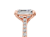 Rose gold Emerald Solitaire Diamond Engagement Ring with Pave Band and Six-Prong Setting_44