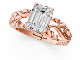 Rose gold Emerald Solitaire Diamond Leaf Vine Band with Prong Setting_67