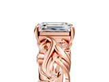 Rose gold Emerald Solitaire Diamond Leaf Vine Band with Prong Setting_71