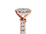 Rose gold Emerald Solitaire Diamond Pavé Band with Four-Prong Setting_49