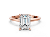 Rose gold Emerald Solitaire Diamond Ring with 4-Prong Setting on a Classic Band_3