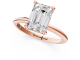 Rose gold Emerald Solitaire Diamond Ring with 4-Prong Setting on a Classic Band_4