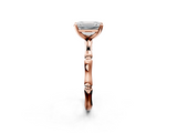 Rose gold Emerald Solitaire Diamond Ring with Bamboo Band and Four-Prong Setting_76