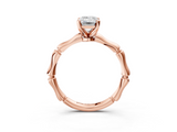 Rose gold Emerald Solitaire Diamond Ring with Bamboo Band and Four-Prong Setting_77