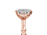 Rose gold Emerald Solitaire Diamond Ring with Bamboo Band and Four-Prong Setting_79