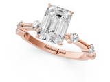 Rose gold Emerald Solitaire Diamond Ring with Bezel Set Side Stones and Prong Setting_18