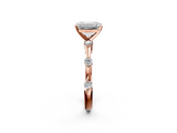 Rose gold Emerald Solitaire Diamond Ring with Bezel Set Side Stones and Prong Setting_19