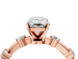 Rose gold Emerald Solitaire Diamond Ring with Bezel Set Side Stones and Prong Setting_21