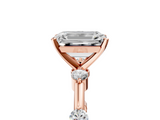 Rose gold Emerald Solitaire Diamond Ring with Bezel Set Side Stones and Prong Setting_22